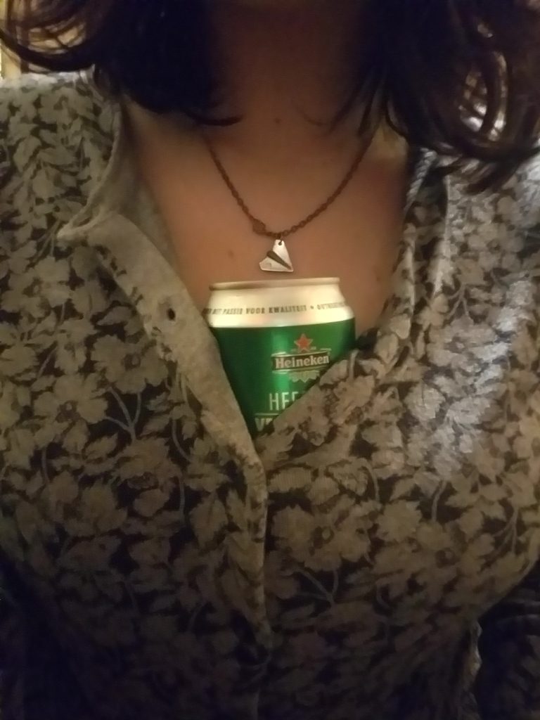 Boobs make for a good can holder